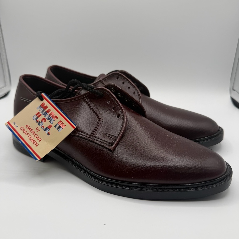 Vintage JB American Craftsmen Derby Shoes Mens 7M Burgundy USA NOS NWT